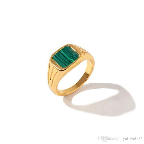 

titanium steel fashion new green malachite ring temperament beautiful for women charm love ring jewelry, Slivery;golden