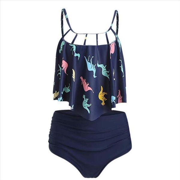 

summer beach bathing suits women set swimsuit high waist dinosaur print bathing suit female two pieces high waist bikini, White;black