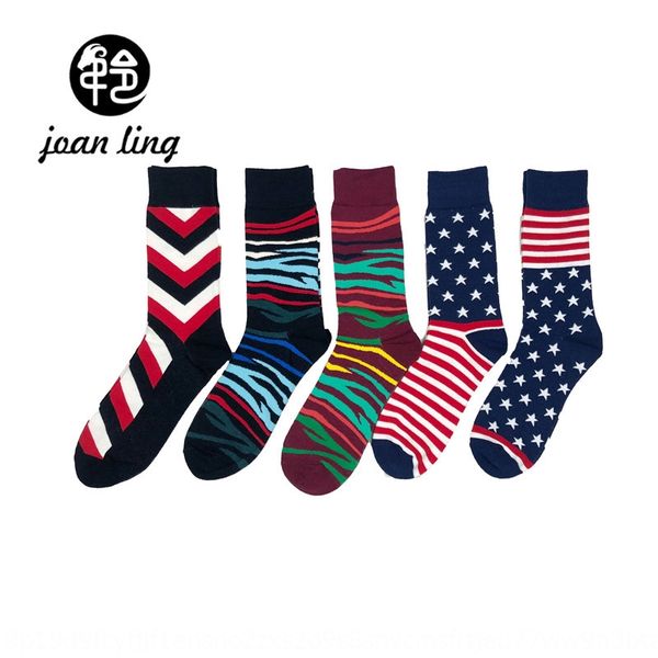 

step into autumn new happy color stitching wild striped star pattern cotton socks cotton socks socks, Pink;yellow