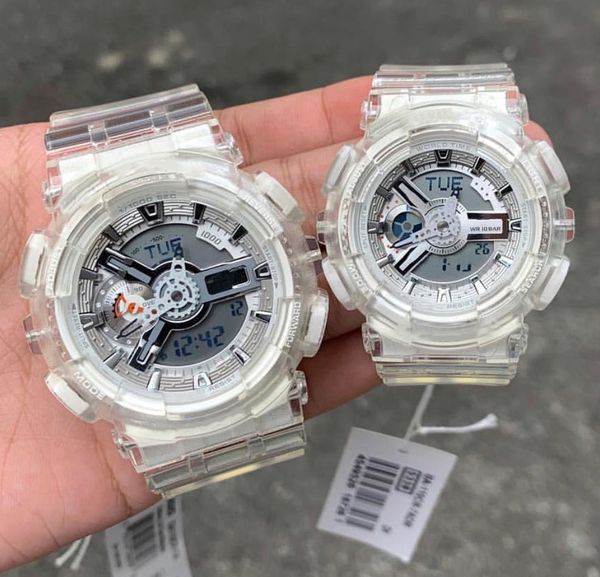 

transparent rubber lovers sport watches fashion color automatic light digital wristwatches for couple clock gifts factory wholesale watches, Slivery;brown