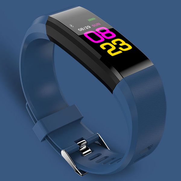 

screen smart wristband heart rate monitor fitness activity tracker 115plus smart band color blood pressure music remote control