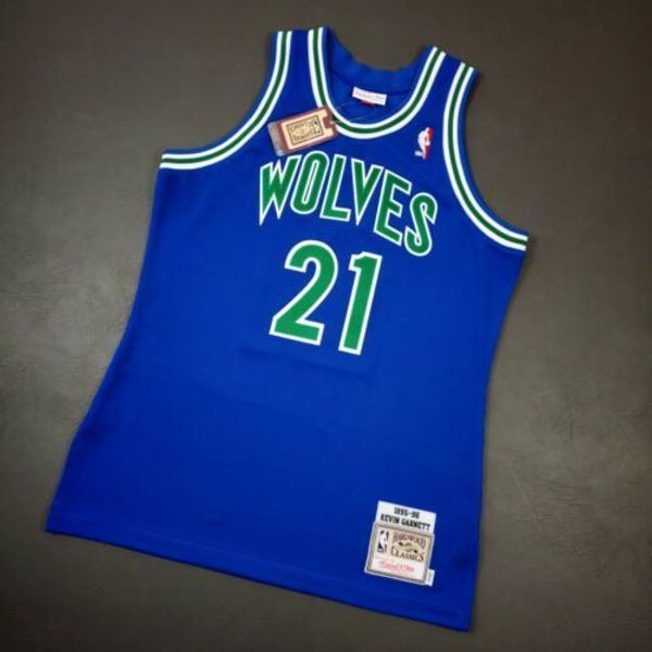 

трикотажные изделия дешевые 100% прошитой кевин гарнетт mitchell ness 95 96 волки джерси размер xs-5xl mens отсылок top basketball, Gray
