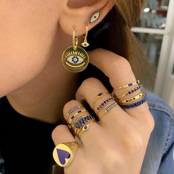 

cute evil eye dangle drop earring gold filled minimal delicate lovely girl women multi piercing earrings, Silver