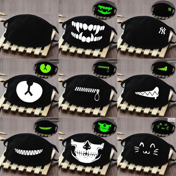 

20 1pcs designer trump face mask cute ice silk face masks washable dustproof elastic ear loop fancy cartoon printed fox mou #13#908, Black