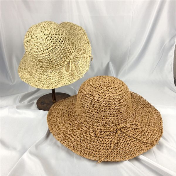 

women's sunscreen straw small pepper big straw sun hat korean crochet beach sunscreen hat, Blue;gray