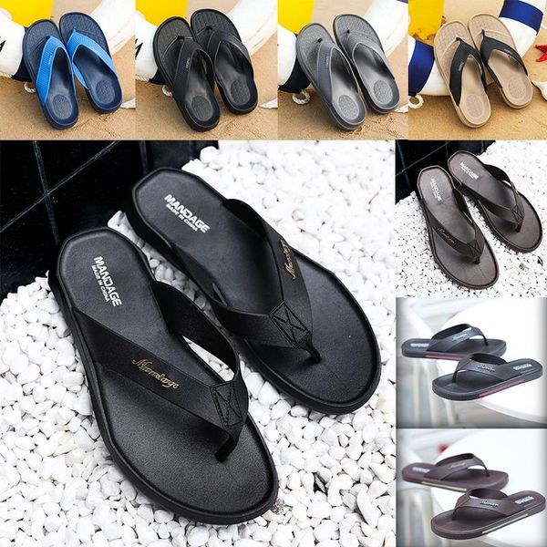 

good quality brand design sliders mens summer sandals beach slippers flip flops loafers black khaki blue grey slides chaussures shoes