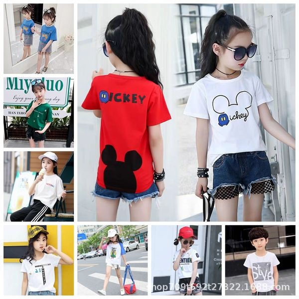 

summer 2020 korean new clothing men's and women's t-shirt fashionable short-sleeved tong t xu children's children's base, Blue