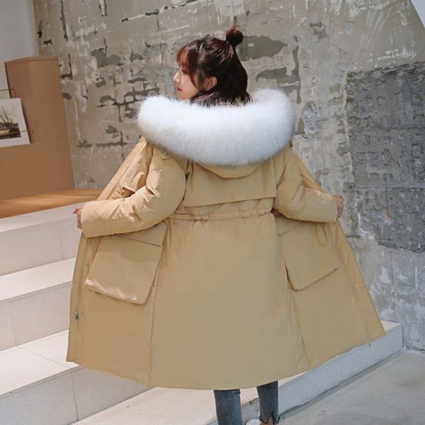 

jbnxm women's off-season 2019 new mid-length fashionable large size women's over-knee korean style loose thickened large fur colla, Black