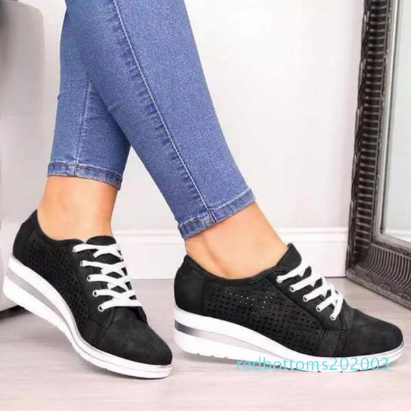 

r good quality women espadrilles shoes increased loafers platform breathable luxury slip-on casual shoes 5 color eu35-43 r03, Black