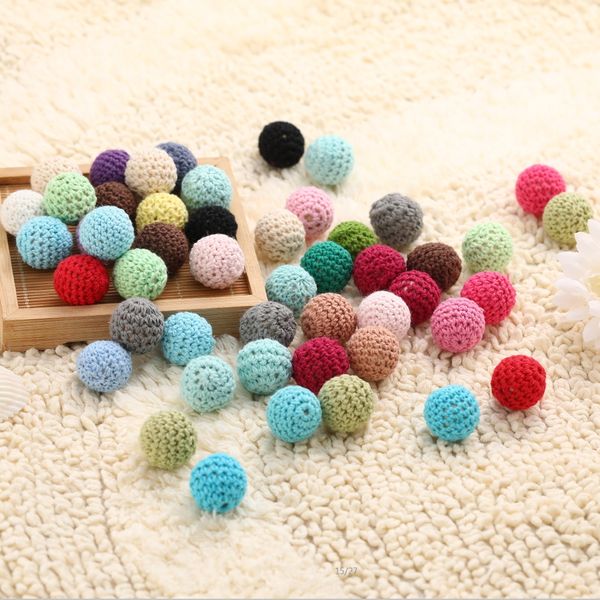 

molar diy fur beads 16mm log manual crochet wool ball diy accessories crochet beads cotton ball, Silver