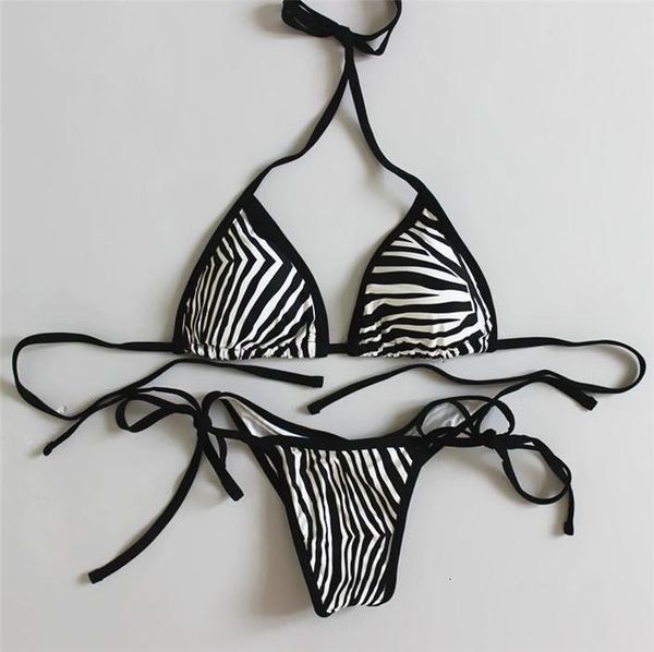 

bathing suit swimwear bikinis set thong bottom bandage swimsuit brazilian women low waist striped wire contrast color, White;black