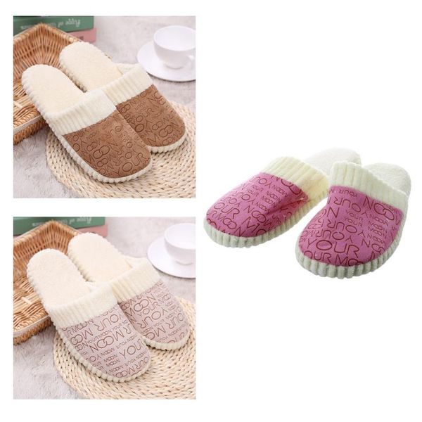 

women cotton padded letter slippers (38-39, pink, Black