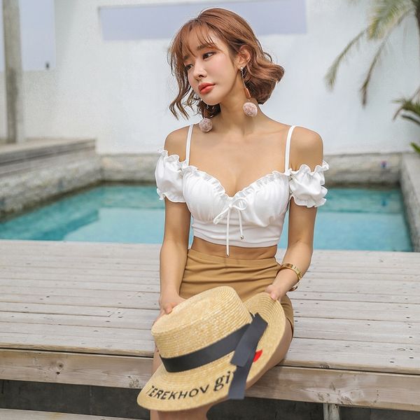 

mdop4 korean style special swim swimsuit women's conservative small chest gathering belt swimming suit professional slim sports spring, Black