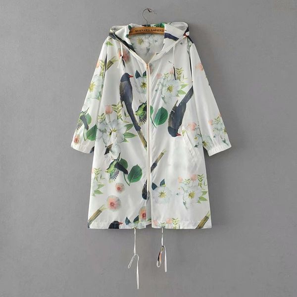 

cosw3 tjjnz women's autumn new flower and bird print hooded sunscreen 2860 tjjnz women's autumn new flower and bird print hooded c, Black;brown