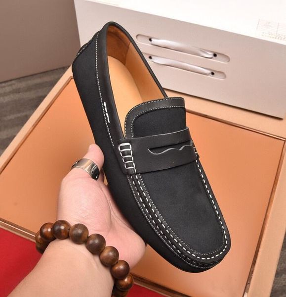 

orignal box] new mens loafers casual business deerskin gentleman dress drive walk shoes size 38-45, Black