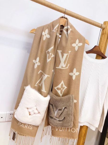 

2020 new luxury winter scarf for women's brand, designer of the brand wool and cotton brand men's scarf fashion women's color, Blue;gray
