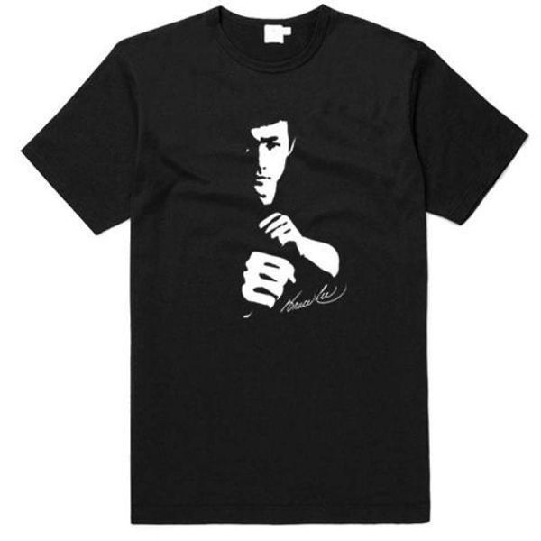 

2020 black bruce lee silhouette t-shirt men breathanle casual men tees, Gray;blue