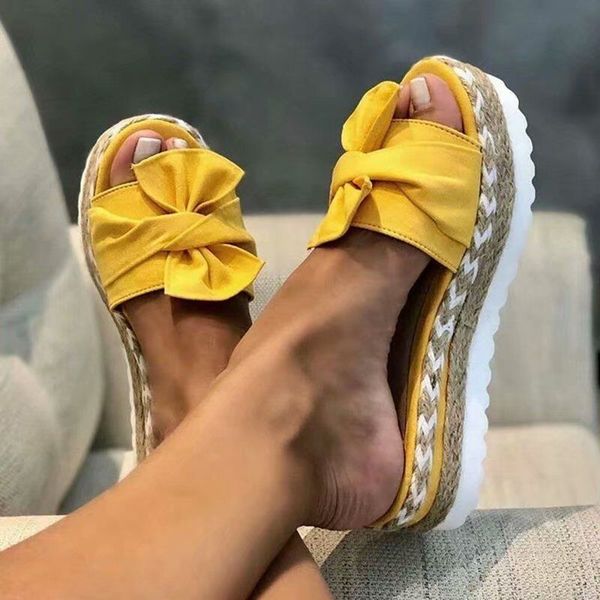 

2020 summer fashion sandals shoes women bow summer sandals slipper indoor outdoor flip-flops beach shoes female slippers, Black