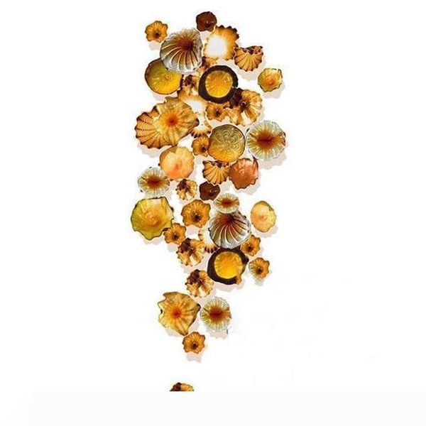 

china factory blown glass amber wall plates custom made flower wall decoration art lamps for l lobby bar party