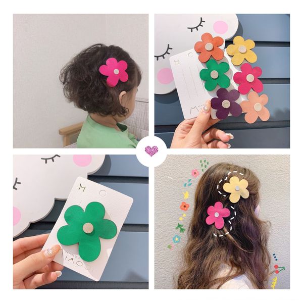 

in4u6 south korea east gate girl sweet and beautiful colorful big flower side hairpin bangs clip south korea east gate girl parent-child bb, Slivery;white