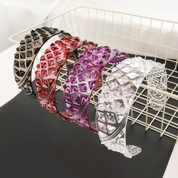 

новый прозрачный кристалл оголовье нерегулярное ромб широкий hairband геометрическая ананас hairwears для женщин девочек