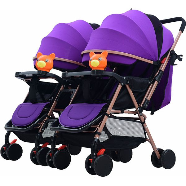 

twin stroller baby pram detachable two-way double light can sit can lying folding multi-tuber trolley double stroller