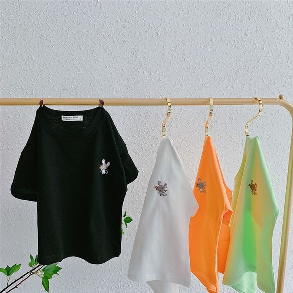 

bqqbk children's short sleeve 2020 squinting summer new boys' cartoon embroidered embroidery embroidery -shirt embroidery-shirt ba, Blue