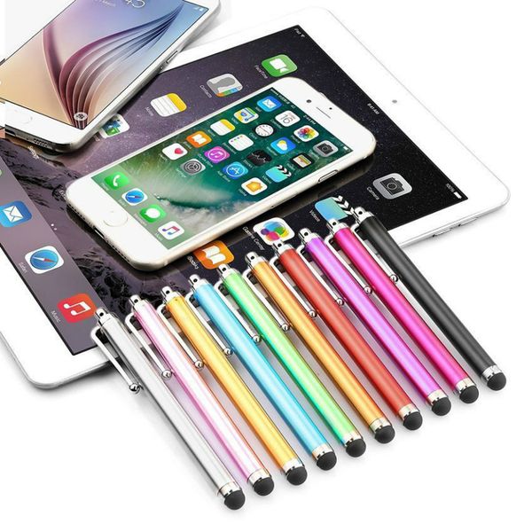 Caneta capacitiva colorida 9,0 canetas de tela de tela de toque de metal com clipe para Samsung Xiaomi Nokia Telefone inteligente tablet 5000pcs