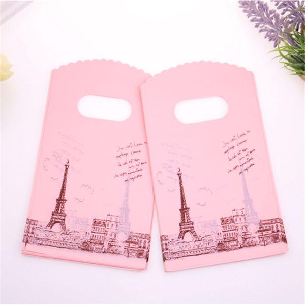 Vendita calda Nuovo Design All'ingrosso 200 pz/lotto 9*15 cm Lusso Europeo Torre Eiffel Mini Sacchetti di Imballaggio di Plastica Piccolo Sacchetto Regalo