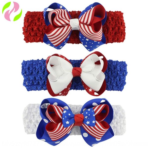 

american independence day bow net band pin net children's hair band national day hair accessories, Slivery;white