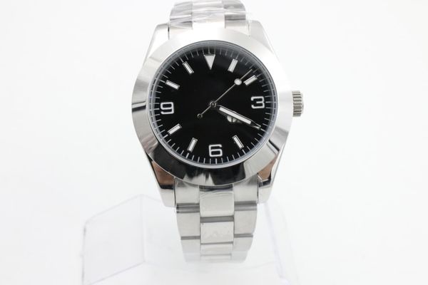 

new classic exp series 116000 black arabic digital dial stainless steel original strap automatic mechanical wristwatc, Slivery;brown