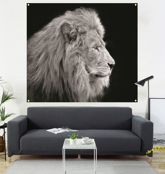 

wolf head painting hanging flag, living room decoration, sofa background, interior decoration painting, 600d4 buckle 100 * 100cm
