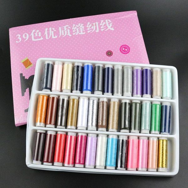

39 mixed colors pure cotton set sewing machine home reel thread for sewing supplies hilos para coser line box durable stitching, Black;white