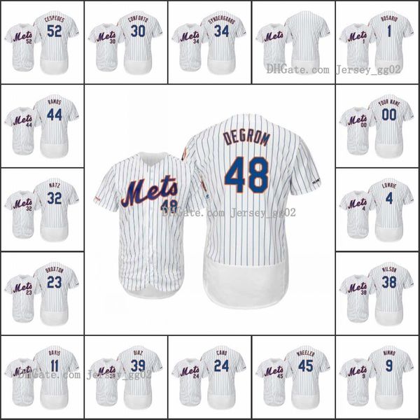 

new york mets men #48 jacob degrom 9 brandon nimmo 4 jed lowrie women youth authentic flex base white custom jersey, Black