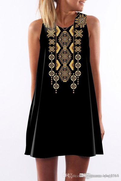 

women dress summer crew neck sling sleeveless hip wrap elegant lady black yellow print printed skirt casual pencil dresses size s-xl, Black;gray