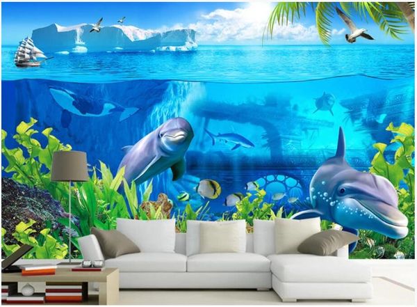 

custom p wallpaper mural 3d wall paper seabed iceberg marine animal world stereo 3d tv sofa background wall furniture sticker