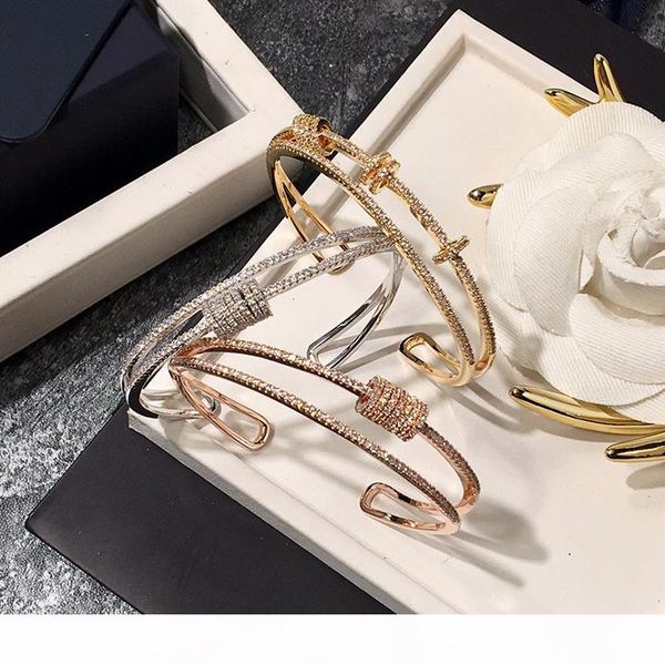 

2018 new copper plated micro-set crystal bracelet for ladies cuff activity ring bracelet, White