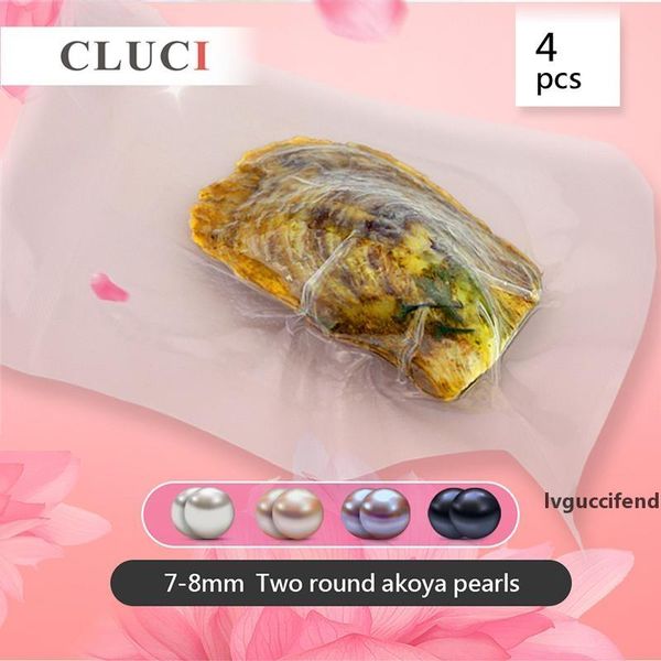 

cluci 4pcs 7-8mm in quality round twins bead for women natural colors cultured akoya pearl oysters t200507