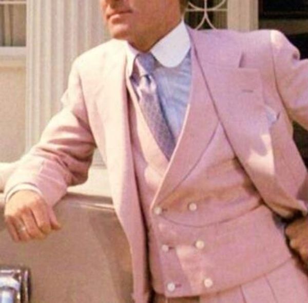 

latest pink linen men suit slim 3 pieces tuxedo groom suits custom prom blazer terno masculino blazer (jacket+pants+vest+tie), White;black