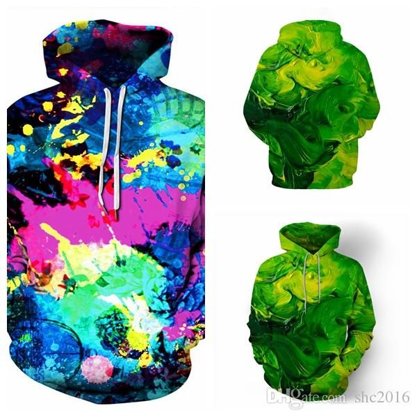 

мужчины 3d цифровой печати молния кардиган мужской свитер с длинным рукавом акварель граффити толстовки толстовки куртки пальто толстые tops, Black