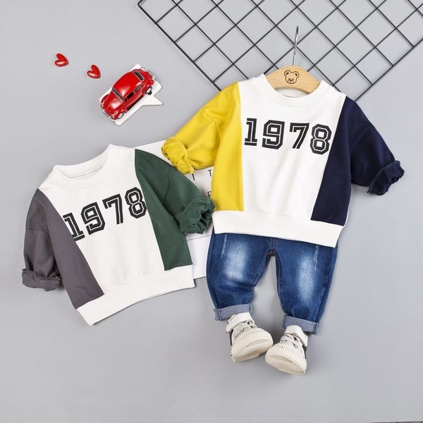 

wear jeans wear children's casual suit 2019 new korean style fashion children's autumn stitching long sleeve jeans two-piece set