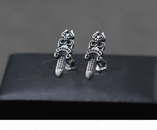 

925 серебряные серьги с логотипом панк мужской стиль и женские любителей подарок хип-хоп крест роскошь дизайнер ювелирных изделий 008, Silver
