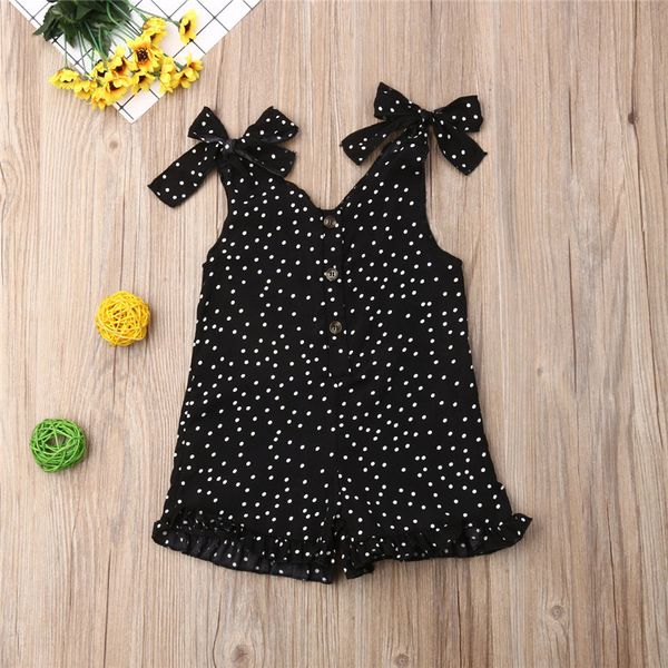 

1-5y casual детской одежды baby girl romper лето горошек ремень кнопка игровой одежда ребенок девушка оборки sling шнуровка комбинезоны t200, Blue