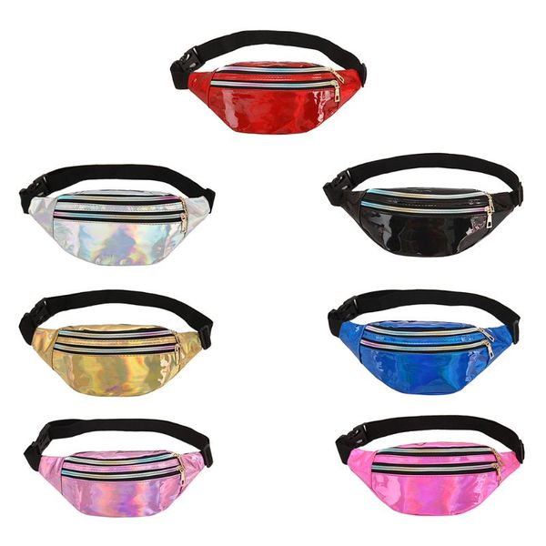 

fashion women fanny pack holographic belt waist bag lady girls hologram travel shoulder chest bag party hip bum phone pouch