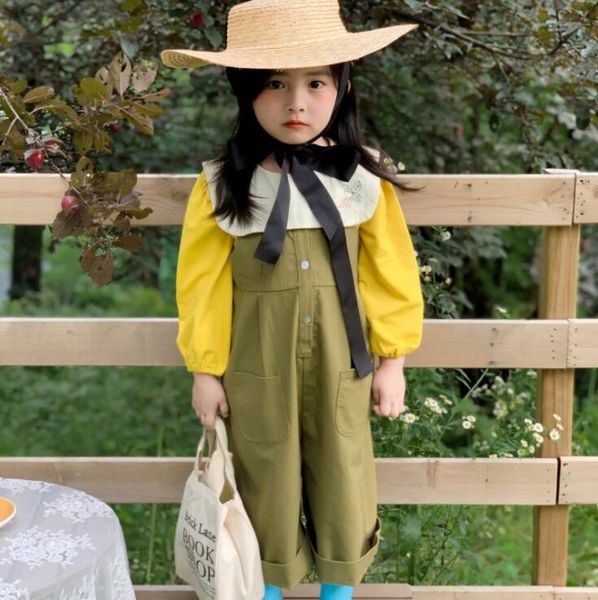 

2020 new girls boys overalls autumn cotton fashion kids pants 1-6t qh960, Blue