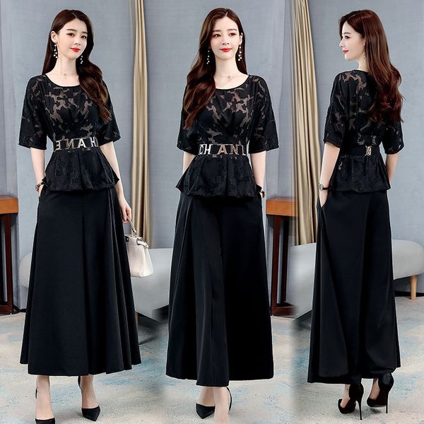 

u49fb yujie - pants suit summer fashion pant suit pantswide leg pants wide leg pantstemperament goddess fan western style small korean style, Gray