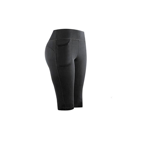 

38 cropped gym leggings women stretch gym leggings casual fitness running gym sports pockets active pants push up athletic jeggings, Black