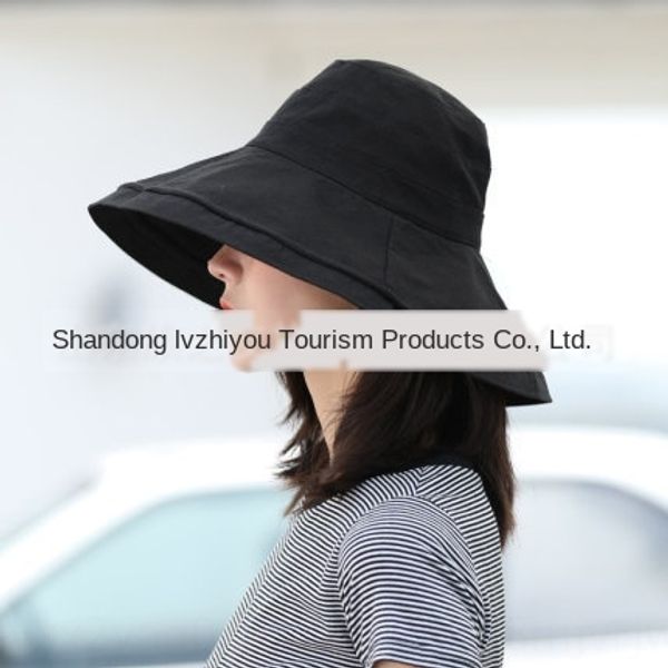 

2020 fisherman female bucket bucket hat summer korean style fashionable all-match big edge sunshade windproof sun hat, Blue;gray