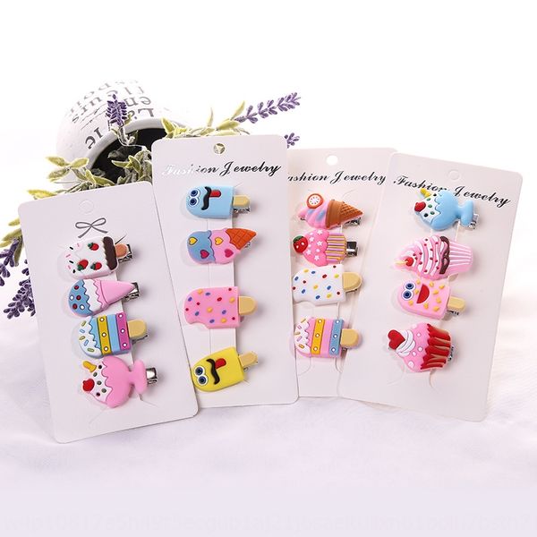 

lesfp super cute series children's hairpin ice cream ice cream girl's baby does not hurt hair mouth clip small clip hairpin hair a, Slivery;white