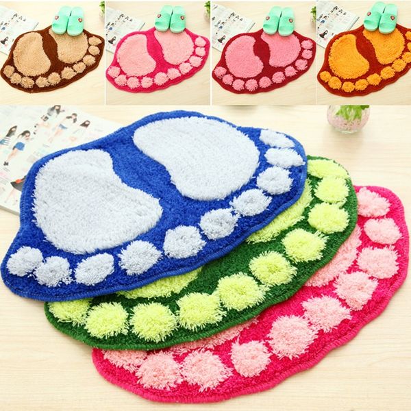 

anti-skid wool wool floor bathroom shower room door mat foot shape water absorbing cartoon foot mat